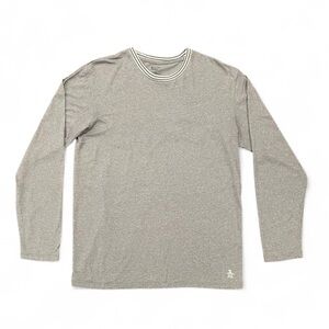 Original Penguin Men’s Long-Sleeve Tee Gray Large Crewneck Loungewear Sleepwear